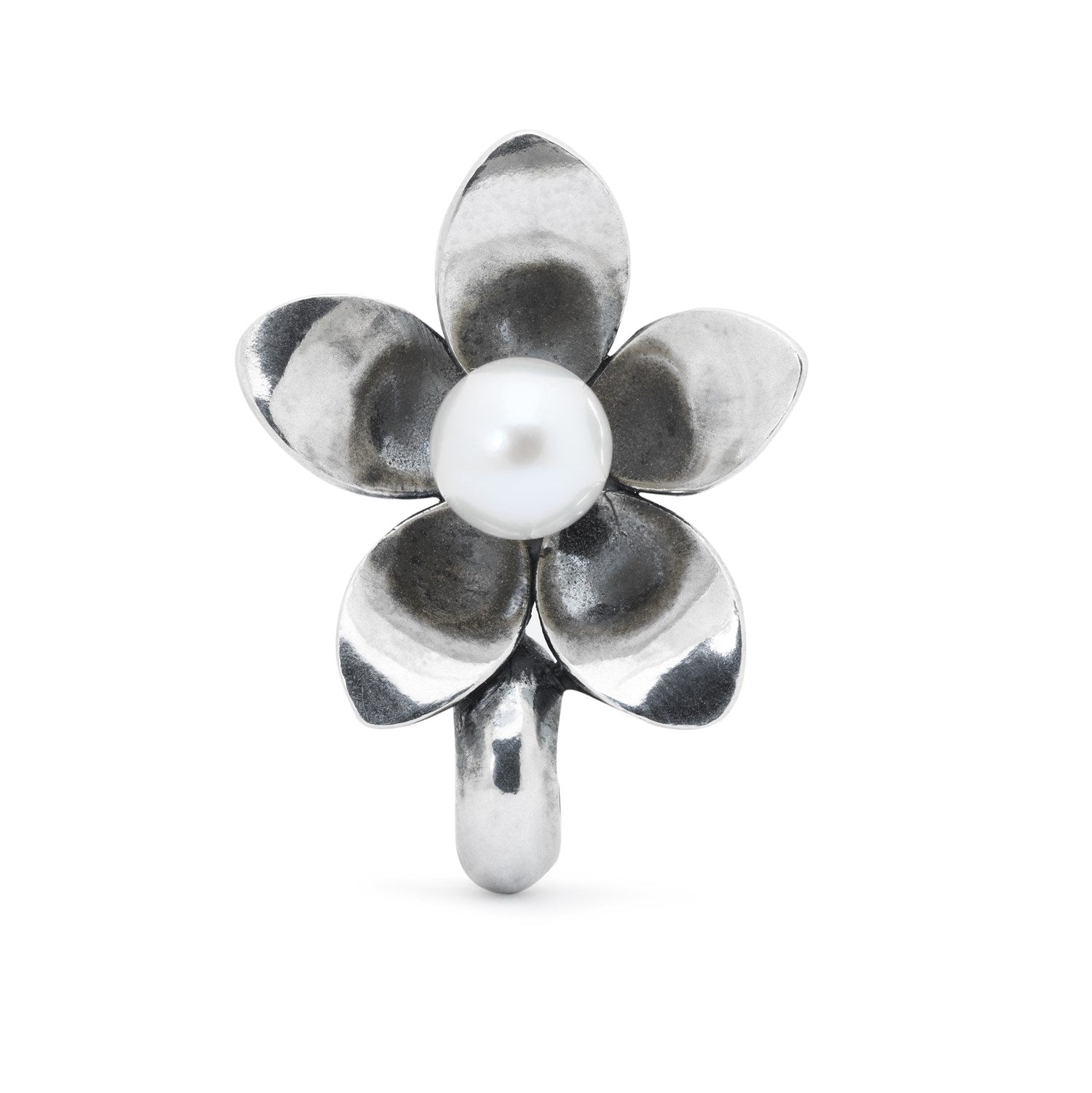 White Daisy Flower Spacer Charm, Sterling silver
