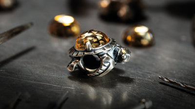 Trollbeads silver turtle bead with a Citrine quartz shell