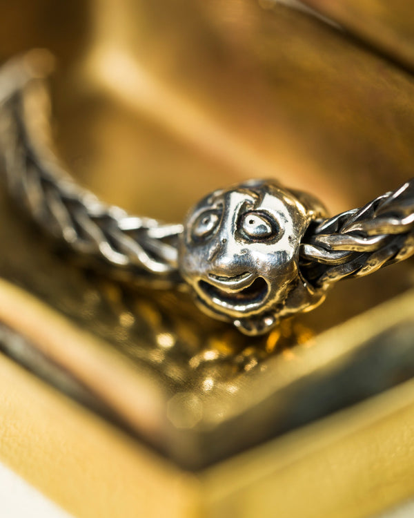 The very first trollbead, Faces in sterling silver on a silver chain