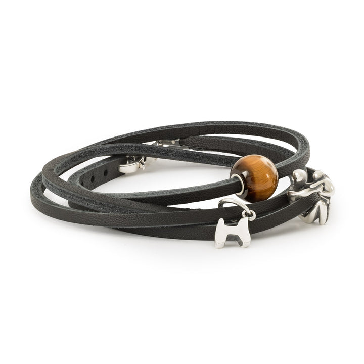 Double Leather Bracelet Black/Silver – Trollbeads