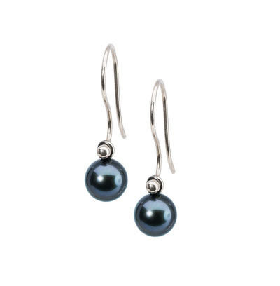 Peacock Pearl Round Drops with Silver Hooks