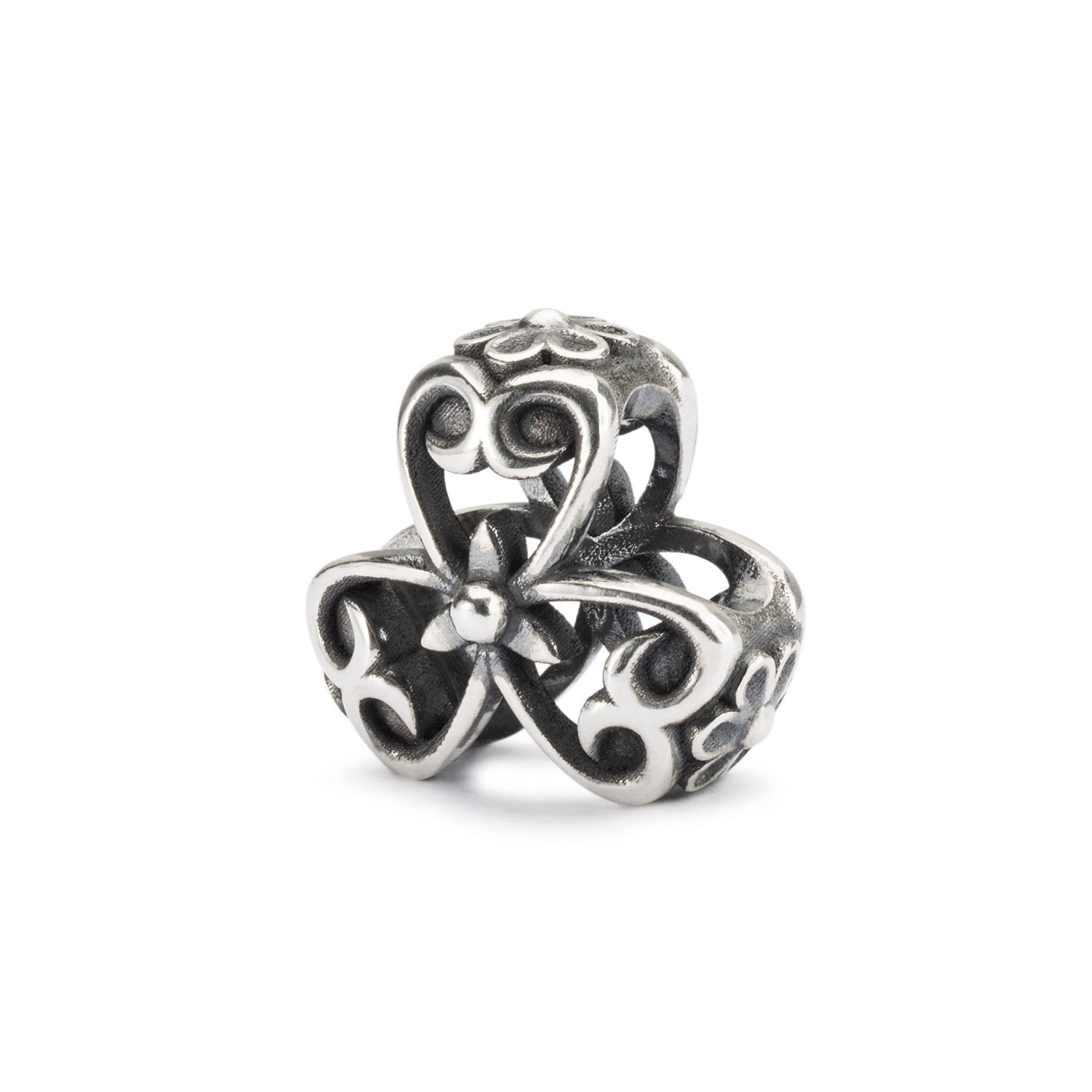 Silver Luck Bead with an intricate design featuring symbols of folklore and tradition, symbolizing knowledge and heritage.