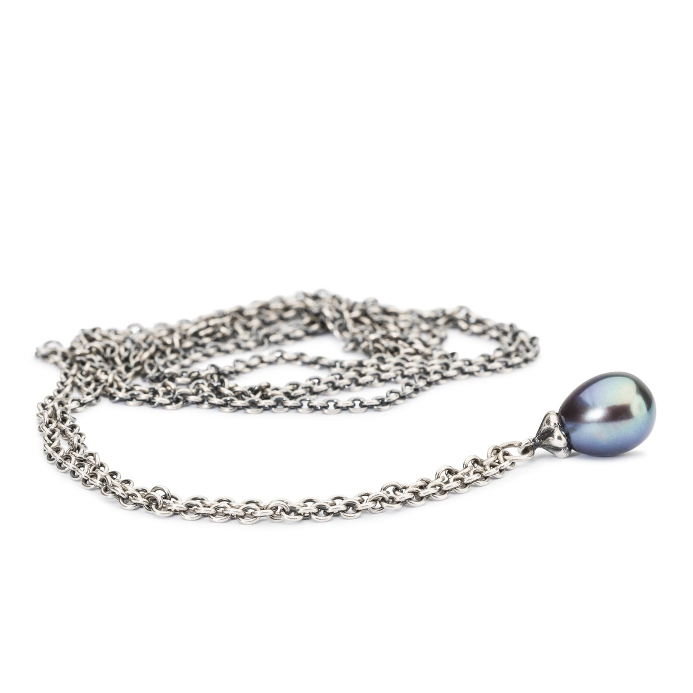 Fantasy Necklace with Peacock Pearl, featuring a delicate chain and a vibrant, iridescent pearl pendant. Suitable for adding beads and pendants for personalization.