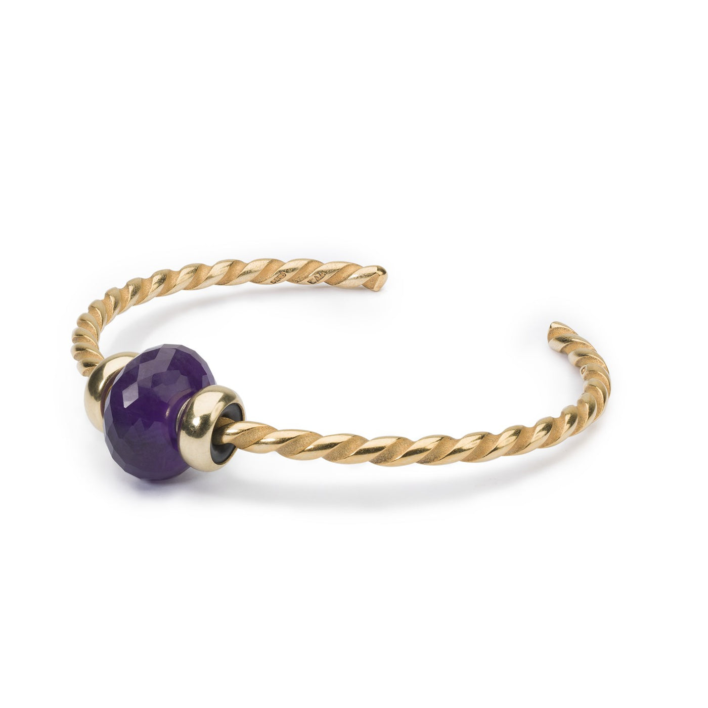 Twisted Gold Bangle with Amethyst