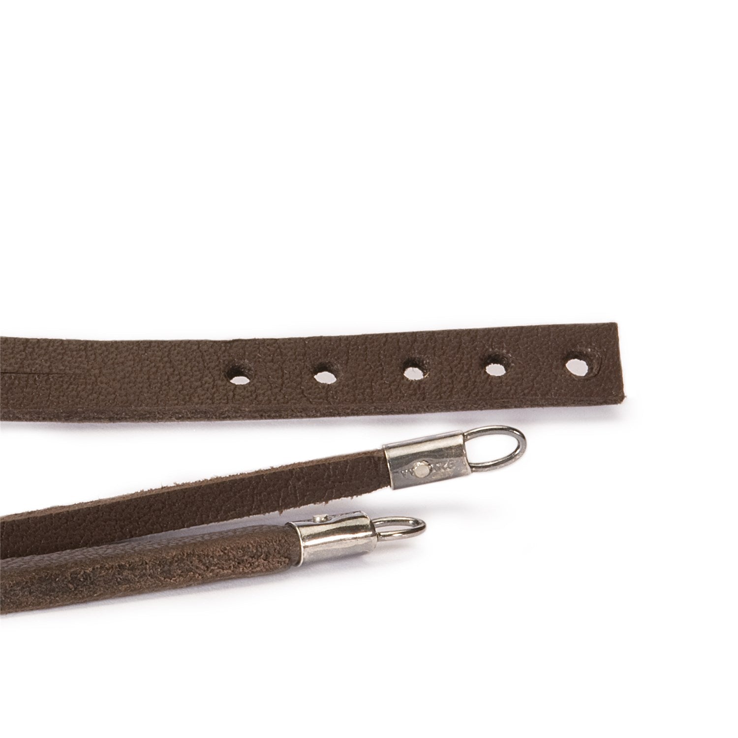 Leather bracelet - three nutbrown stripes, dark brown string