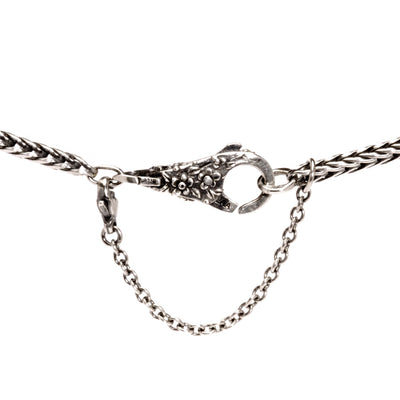 Silver 'Safety Chain' with two loops on each side, used to add extra security to a bracelet or necklace and prevent loss.