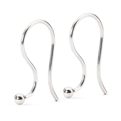 Silver earring hooks, designed to securely hold earrings and hang from the earlobe.