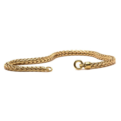 The 14-k gold bracelet is a high-quality piece made of 14-karat gold. The bracelet is durable and will not tarnish over time, making it a great investment piece.