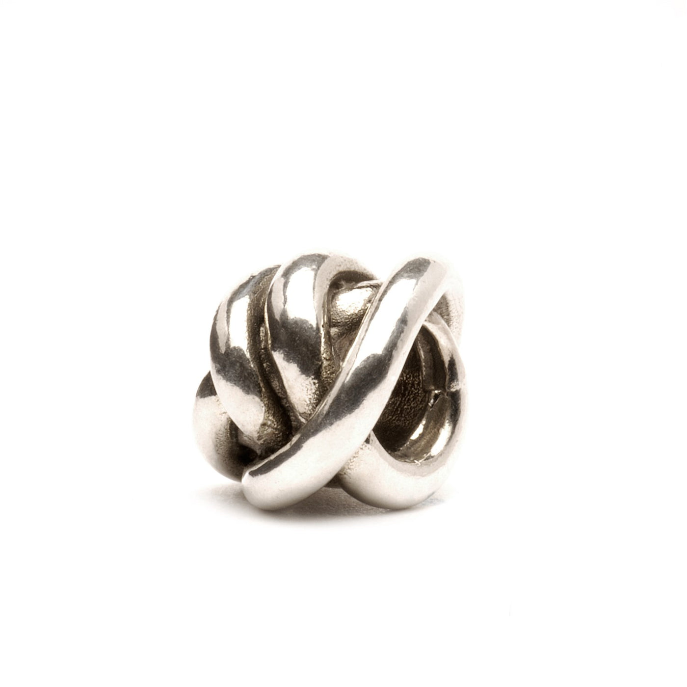 Sterling Silver bead with an intricate knot design, symbolizing good fortune and prosperity, for your Trollbeads bracelet.