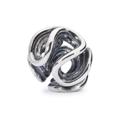 Path of Life bead, features a desing of twists and turns in silver that circulates around your bracelet or necklace, symbolizing the twists and turns of life.