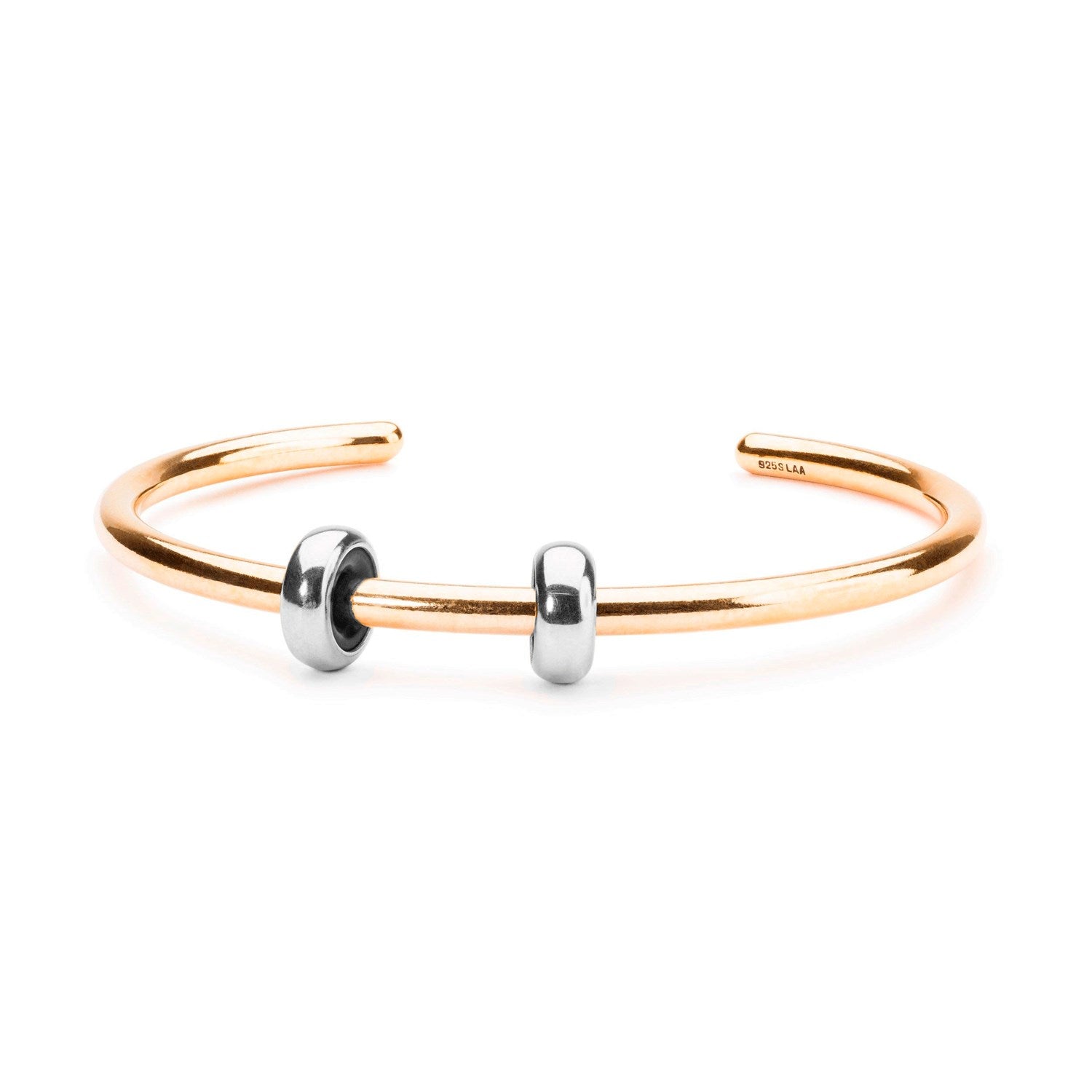 Gold Plated Bangle with 2 x Silver Spacers - Trollbeads USA
