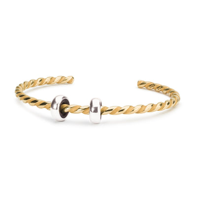 Twisted Gold Plated Bangle with 2 x Silver Spacers