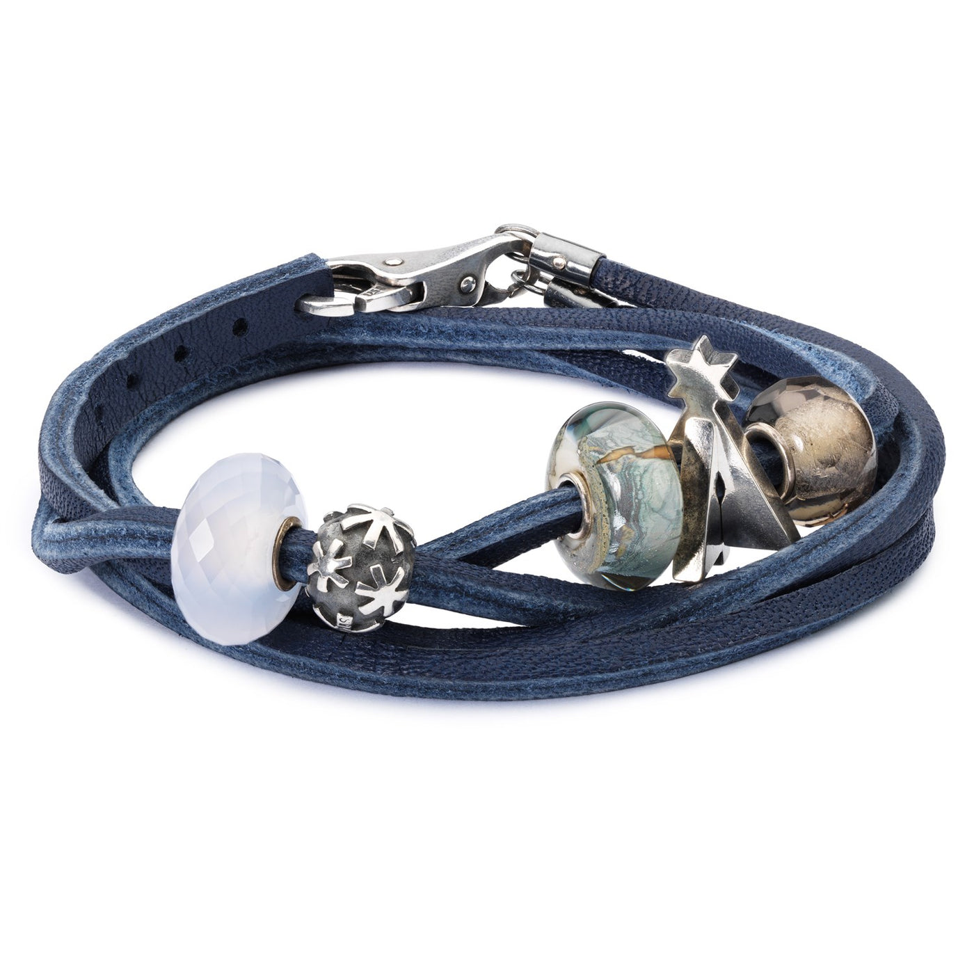 Leather Bracelet Blue/Silver