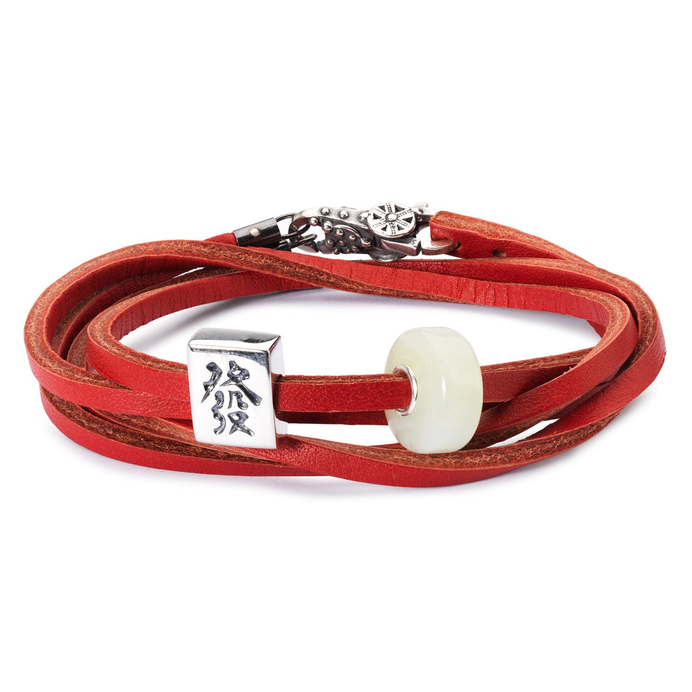 Leather Bracelet Red/Silver